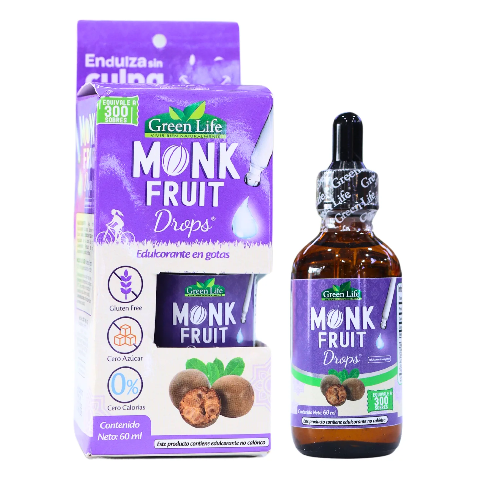 Presentación de MONK FRUIT DROPS 60 ML – GREEN LIFE