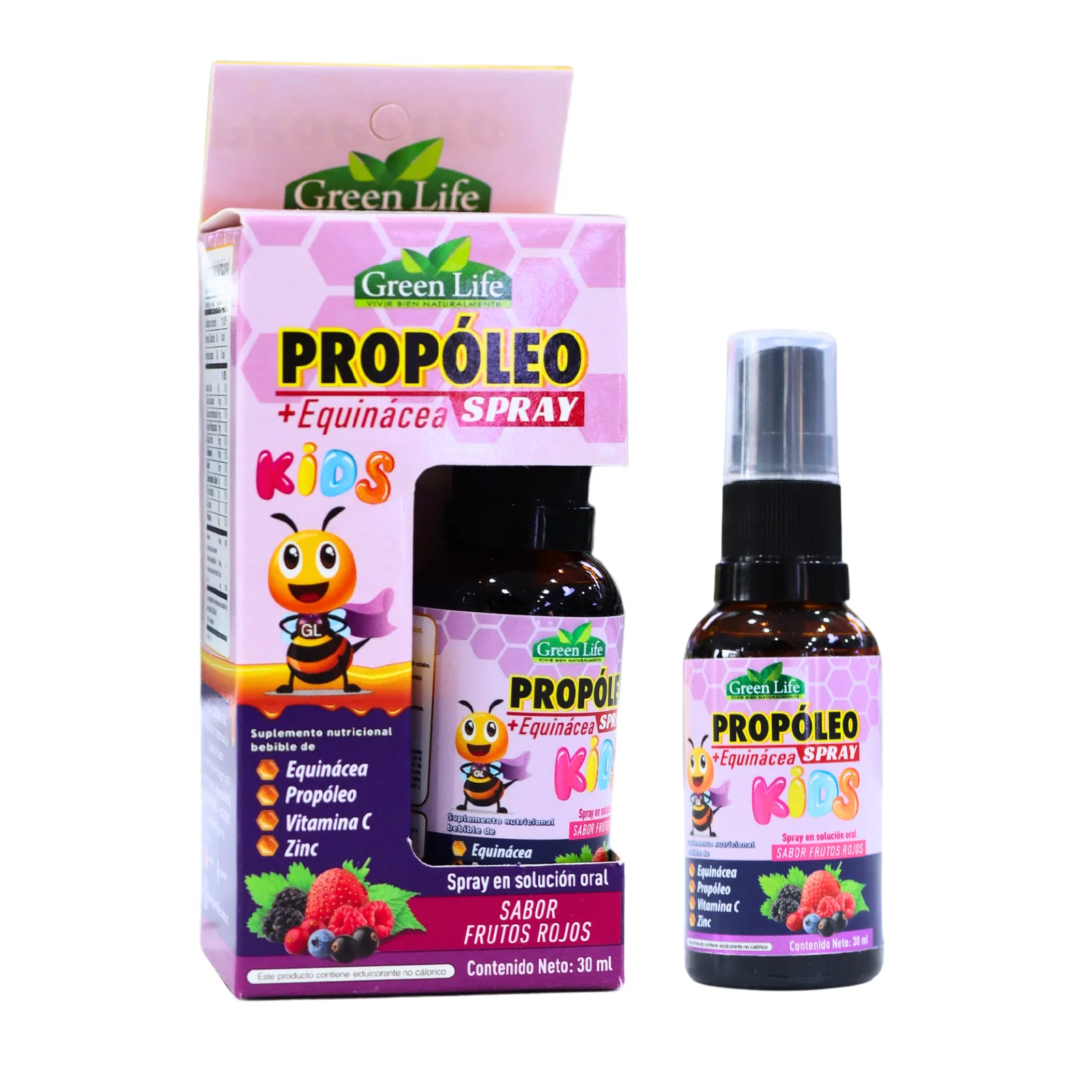 Presentación de PROPOLEO KIDS + EQUINACEA SPRAY 30 ML – GREEN LIFE