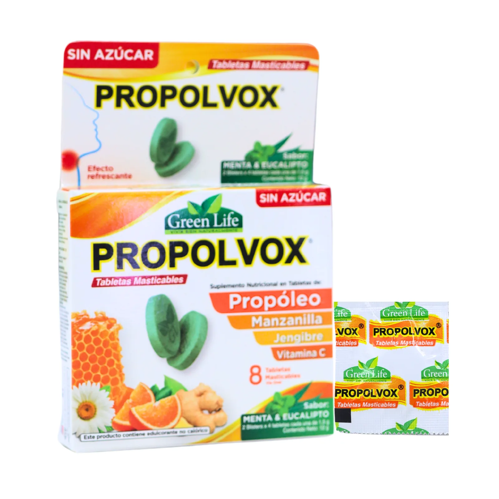 Presentación de PROPOLVOX 8 TABLETAS MASTICABLES – GREEN LIFE