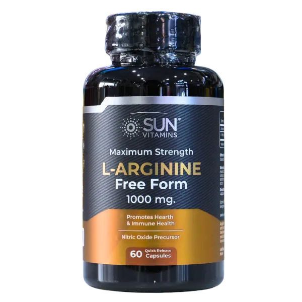 Presentación de L-ARGININE 1000 MG 60 CAPSULES – SUN VITAMINS