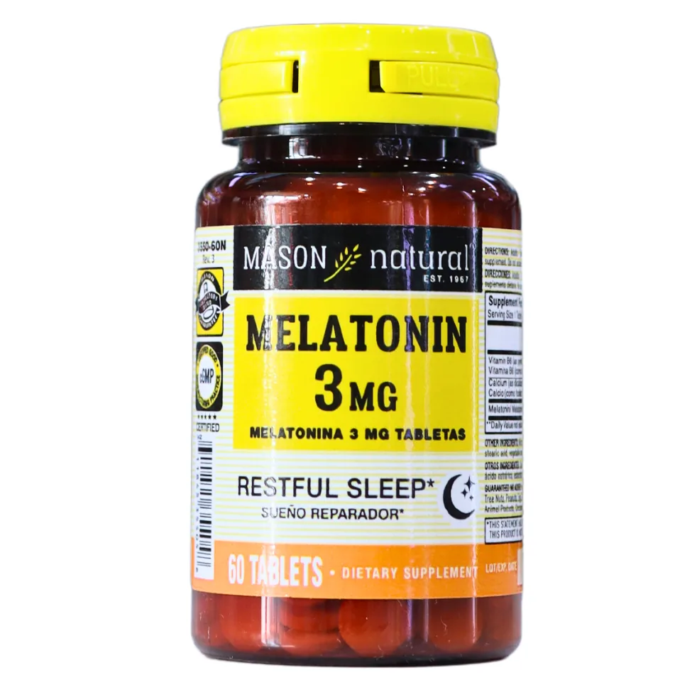 Presentación de MELATONIN 3MG 60 TABLETS MASON VITAMINS