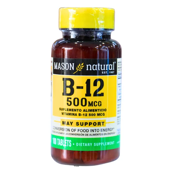 Presentación de VITAMIN B12 500 MCG 60 TABLETS – MASON VITAMINS