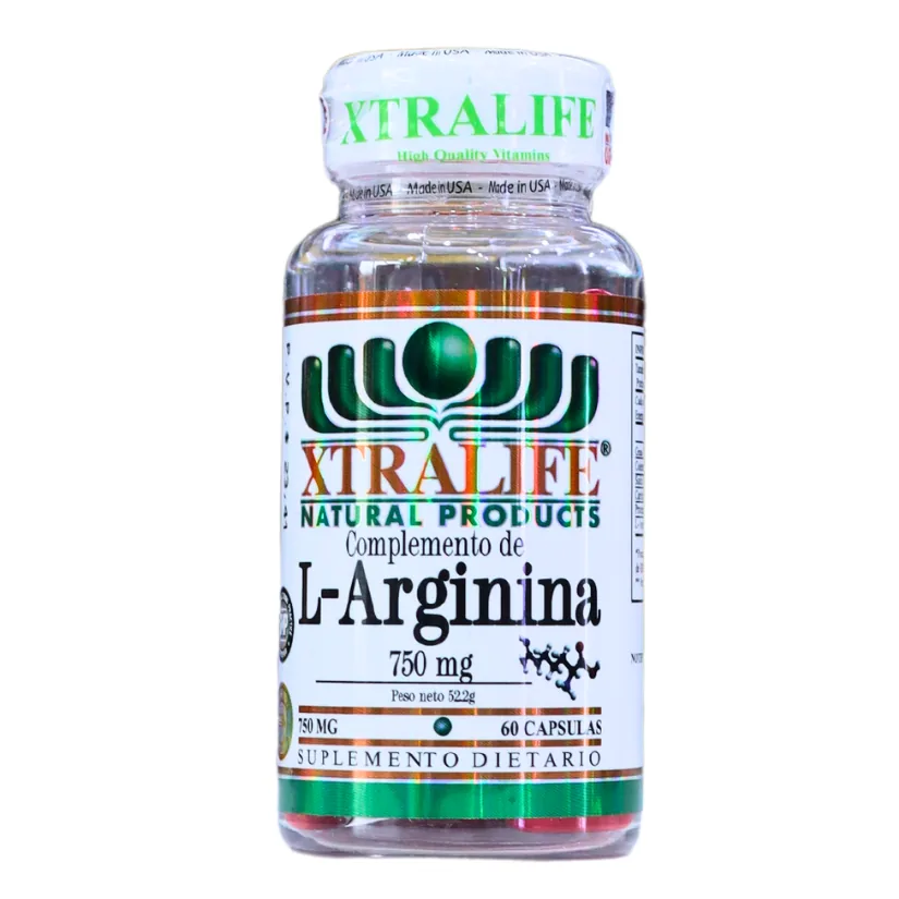 Presentación de L ARGININA 750 MG (60 CÁPSULAS) – XTRALIFE