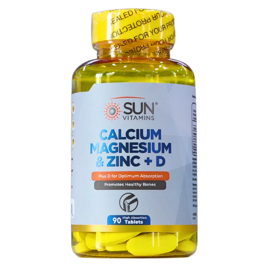 Presentación de CALCIUM MAGNESIUM & ZINC + D (90 TABLETS) – SUN VITAMINS