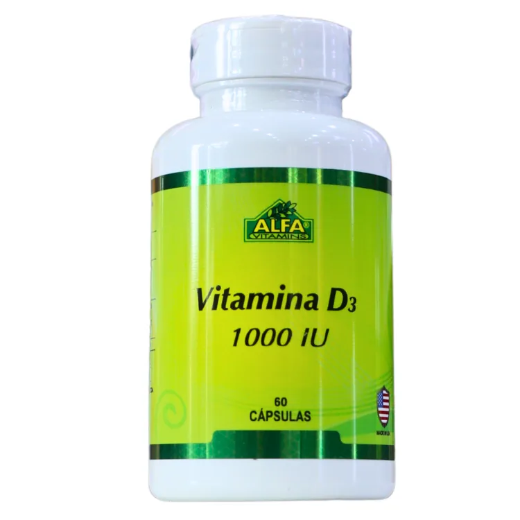Presentación de VITAMINA D3 1000 IU (60 CÁPSULAS) – ALFA VITAMINS