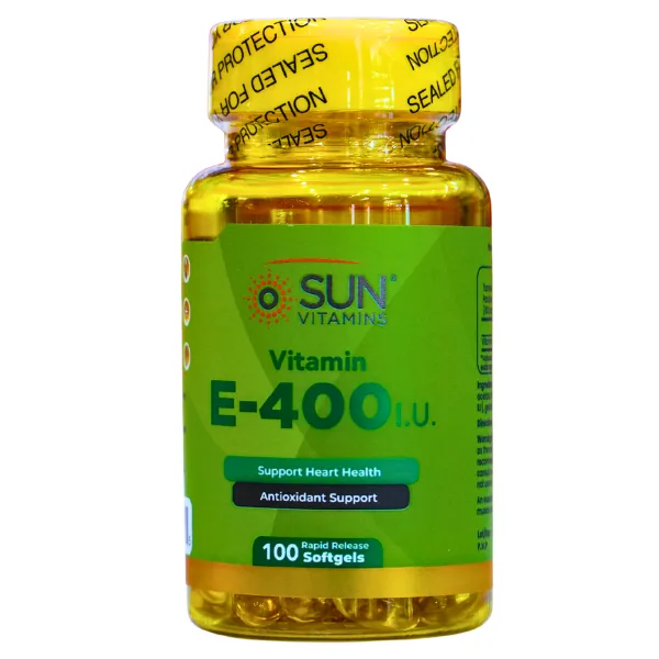 Presentación de VITAMINA E 400 + 100 SOFTGELS – SUN VITAMINS
