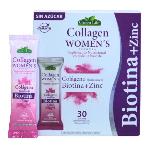 Presentación de COLLAGEN WOMEN’S + 30 SOBRES – GREEN LIFE