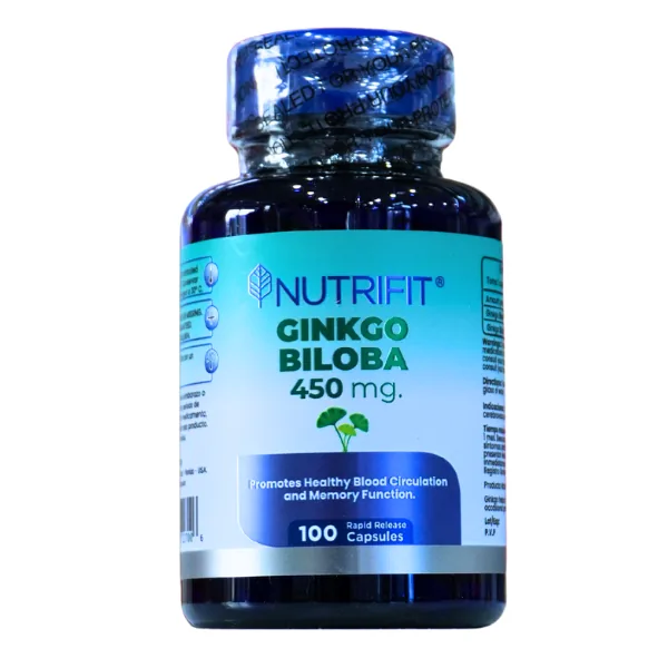 Presentación de GINKGO BILOBA 450 MG + 100 CAP – NUTRIFIT