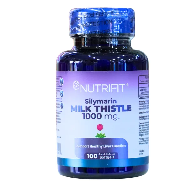 Presentación de MILK THISTLE 1000 MG+ 100 SOFGELS – NUTRIFIT