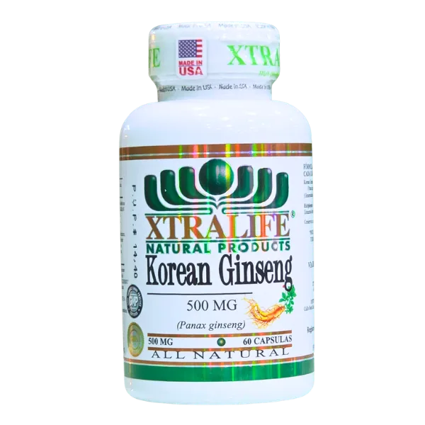 Presentación de KOREAN GINSENG 500 MG + 60 CAP – XTRALIFE