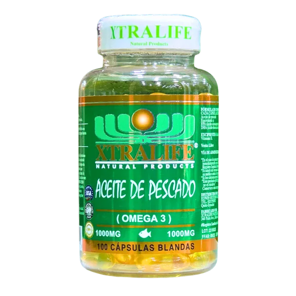 Presentación de ACEITE DE PESCADO OMEGA 3 1000 MG + 100 CAP – XTRALIFE